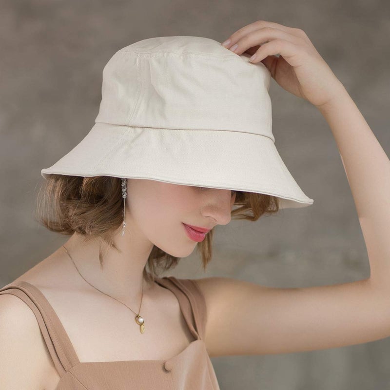 SOMALER Womens Cotton Wide Brim Sun Hats UPF64+ UV Packable Beach Hat Summer Bucket Cap for Travel - Image 2